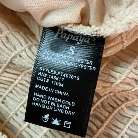 Papaya Corset Style Crop Top w/Long Puff Sleeves, Size S, Nude, NWT - Picture 6 of 7